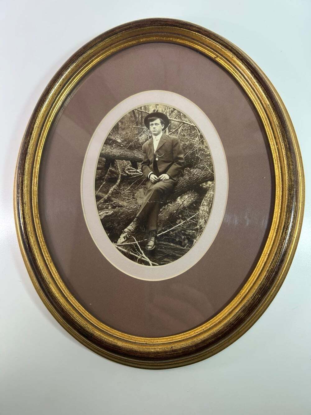 Grandfather McCall Wedding Photo in Virginia Ephemera Gold oval picture frame 11